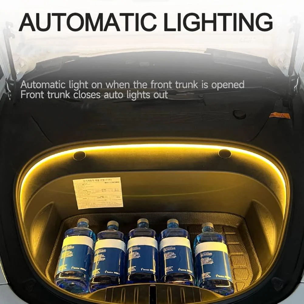 LED slinga för fram bagagelucka för Tesla 3 Y S X varmvit