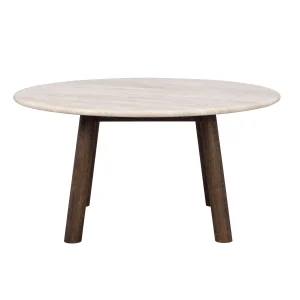 Soffbord Taransay, Beige travertin / Brun ek